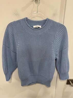 Frame Denim Light Blue Ribbed Crewneck Sweater